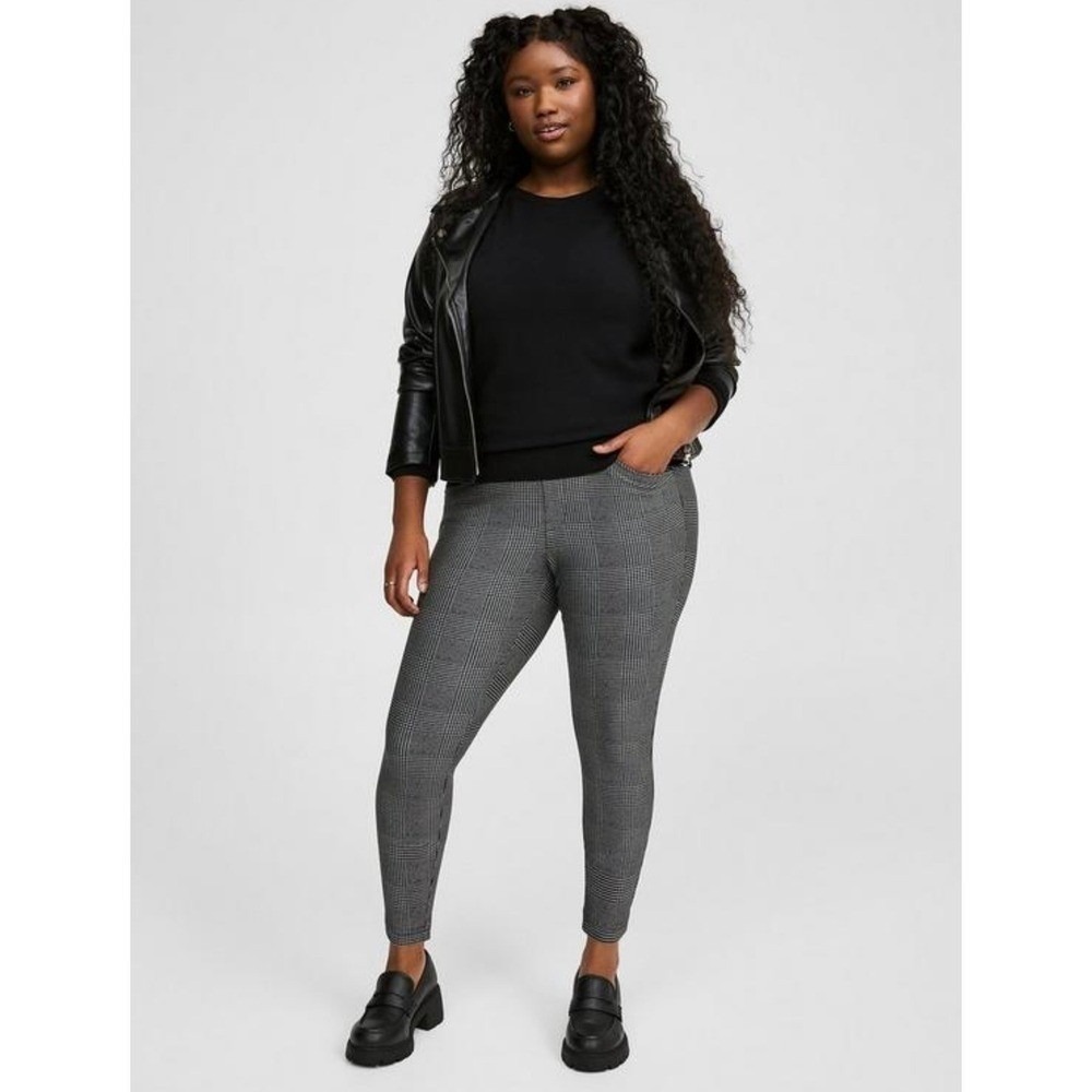 Torrid Studio Luxe Ponte‎ Pixie Pants Womens 0 Large Pull-On Pockets Plaid NWT